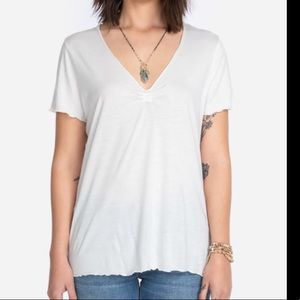 NWT Johnny Was PLEATED V-NECK TEE